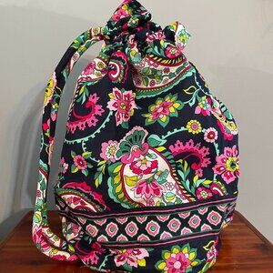 Vera Bradley Pedal Paisley Ditty Bag Drawstring Vinyl Liner Blue Pink Retired